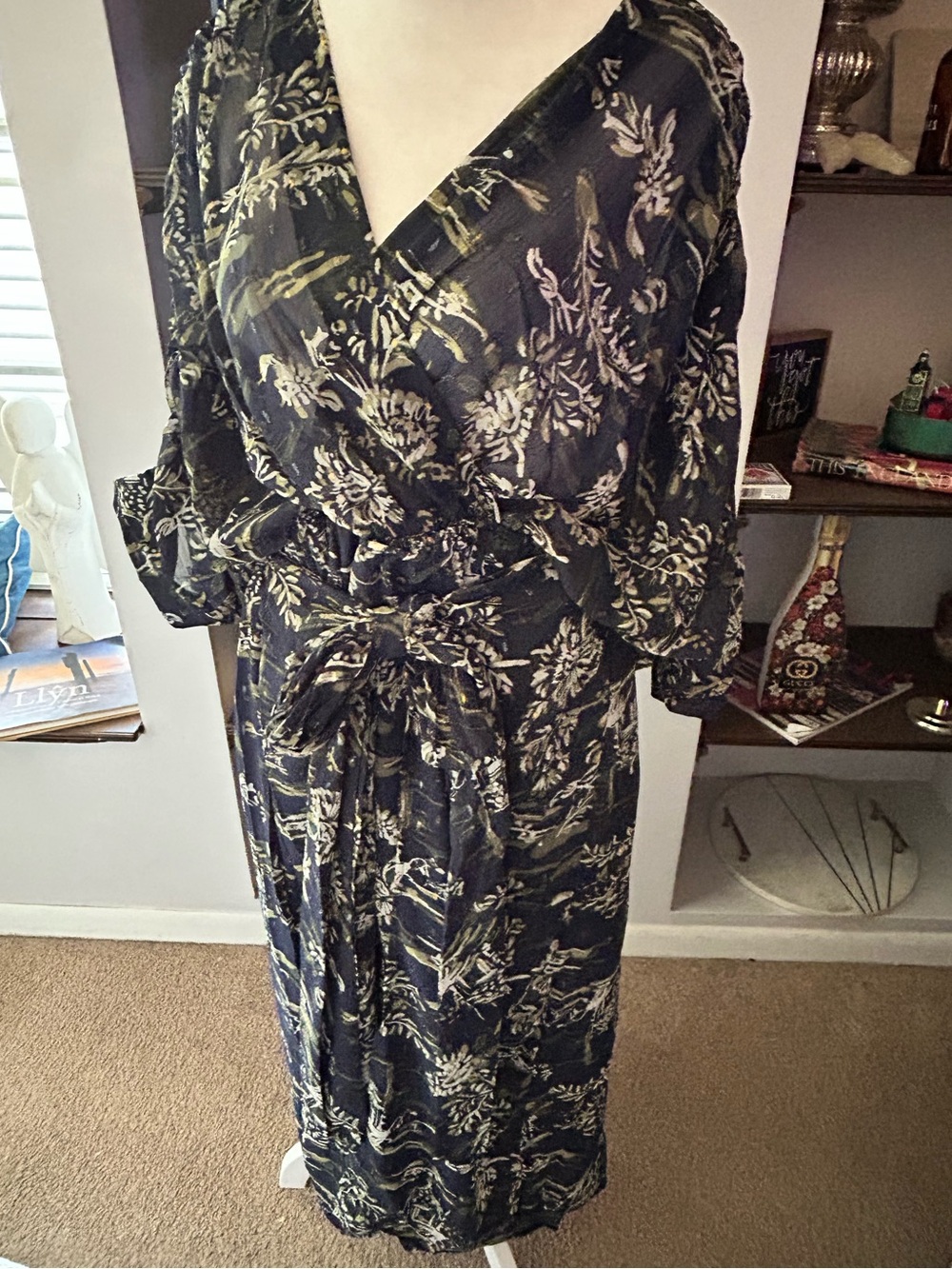 Navy patterned  Wrap Dress meet me in Santorini